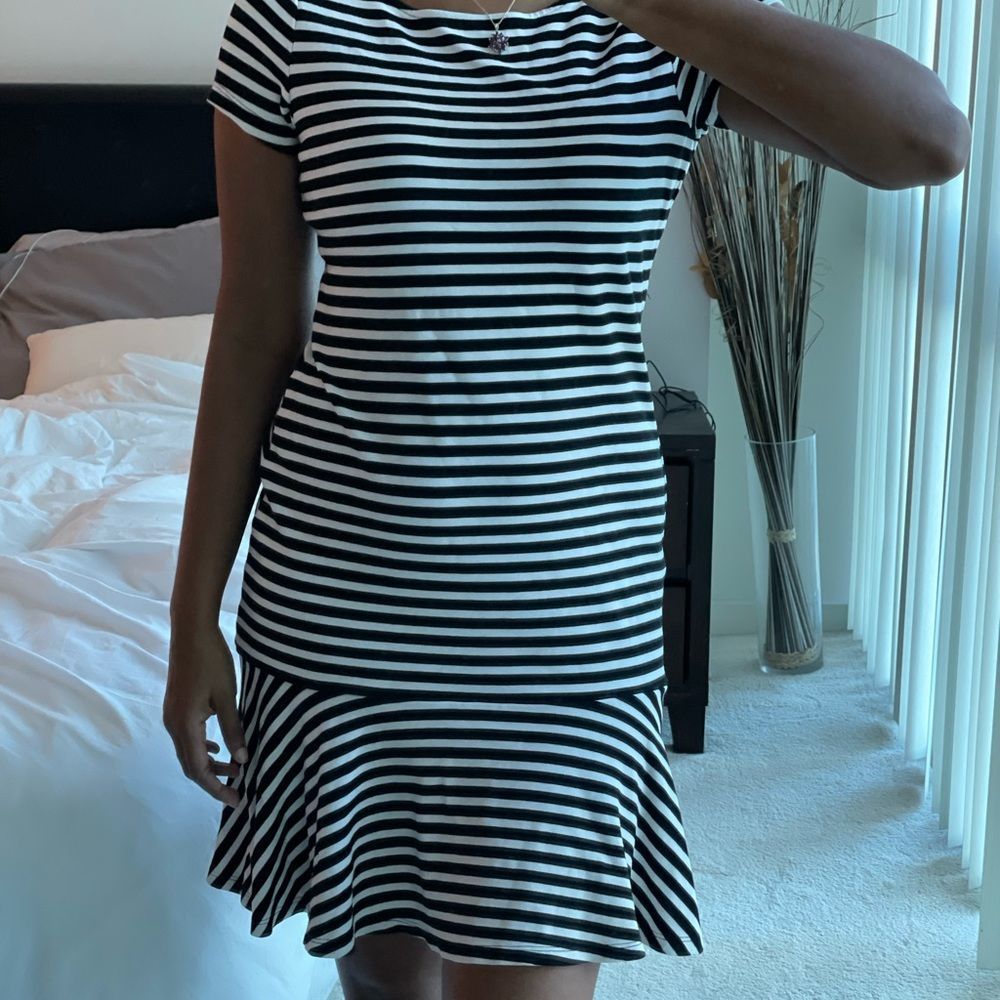 Ralph Lauren Sz PM petite medium striped flounce dress - Picture 2 of 11